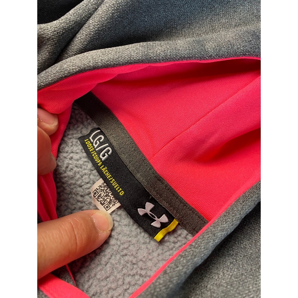 Under Armour Hoodie Women Large Gray Pink Excellent Storm Fleece Pullover - Picture 4 of 10